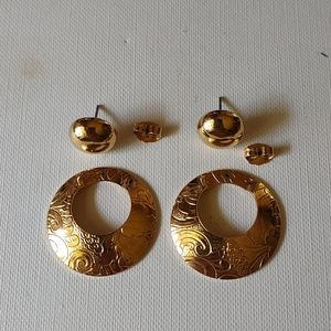 Convertable 2 piece Goldtone Earrings Avon